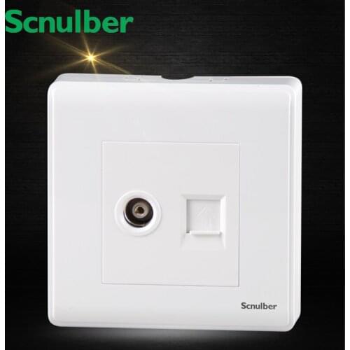 1pc surface type TV television socket and RJ45 8p internet computer wall switch outlet