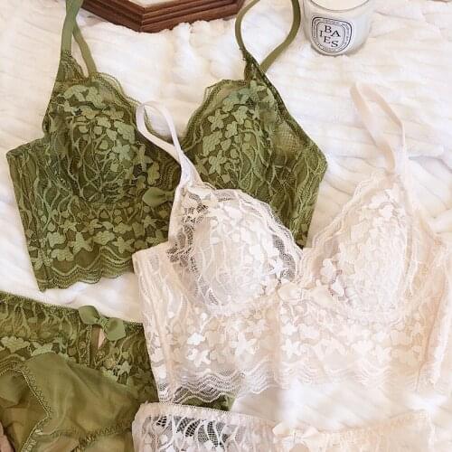 Sexy Lace Women Underwear Seamless Young Girls Bra Panties Comfortable Lingerie Vest Ultrathin Bralette Set Lingerie Briefs