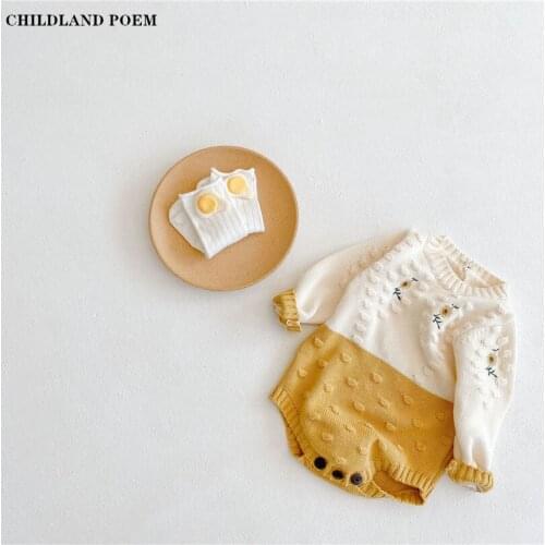 Baby Girls Clothes Newborn Knitted Baby Clothes Winter Embroidery Infant Baby Romper Sweater Girl Boys Jumpsuit Overalls Onesie