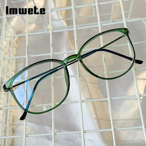Imwete TR90 Glasses Frame Women Men Anti-Blue Light Computer Goggles Vintage Round Eyeglasses 2021 Ultralight Unisex Eyewear