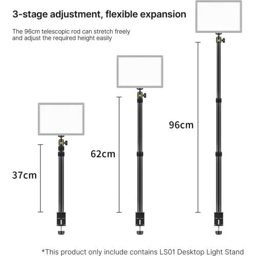 Ulanzi VIJIM LS01 Extend Light Stand 96cm Adjustable Desk Light Stick with Removable Ballhead 1/4 Screw for LED Ring Light