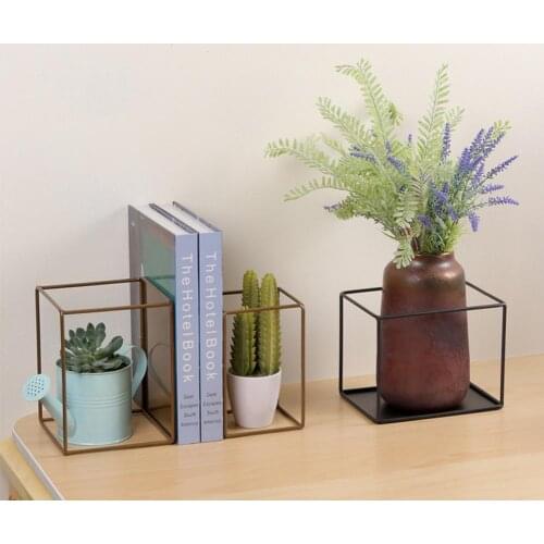 Book Stand Geometric Design Space-Saving Iron Photo Album Bookshelf Organizer for Study Book Holder Space-Saving Convenient