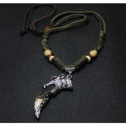 Wolf Tooth Necklace Power Man Chain Domineering Accessories White teeth Pendant Real tooth Fashion For Party
