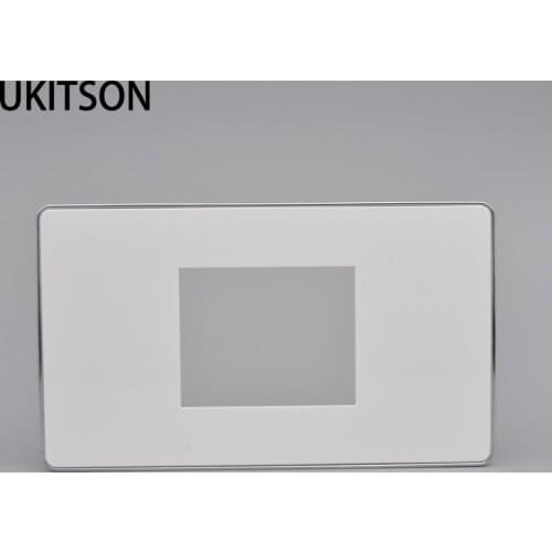 Silver Side Faceplate Fit For 2 Sockets Wall Panel Frame 120x70mm