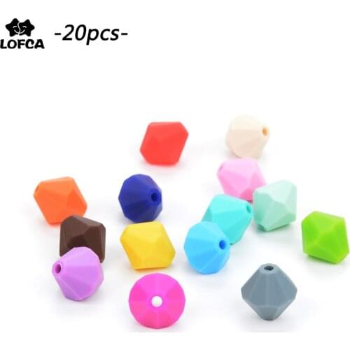 LOFCA Baby Teethers Wholesale 20pcs/lot Silicone Beads BPA Free For Necklace Diamond Teething Beads Loose Chewable Nursing Gift