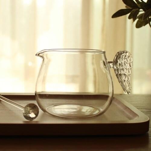 Angel wings glass mugs high temperature light workers creative glass juice milk mugs can be microwave