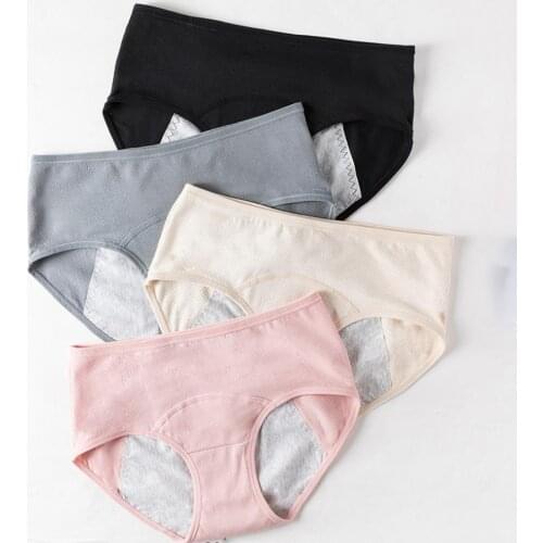 Soft Cotton Physiological Pants Leak Proof Menstrual Panties Mid Waist Period Briefs Lingerie Women Ladies Underwear Mid-Rise