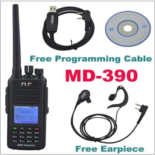 TYT Tytera MD-390 VHF 136-174MHz DMR Digital Two-way Radio IP67 Waterproof Transceiver w/Free Programming cable&Earpiece