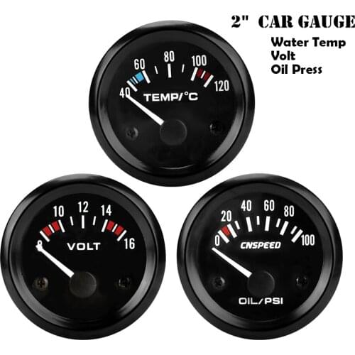 LEEPEE Universal 2" 52mm 12V Voltmeter Water Temperature Meter 0-100PSI Oil Pressure Gauge Automobile Vehicle Meter