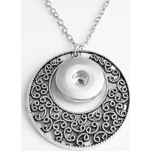 Vintage round Bohemia flower 18mm snap button pendant Necklace OEM, ODM NC988