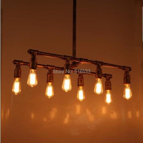 Vintage Nostalgic Industrial Antique Lustre Loft Personalized 8lt Water Pipe Edison Pendant Lamp Bar Modern Home Decor Lighting