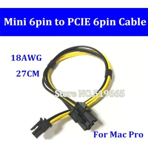 High Quality mini 6pin to pcie 6pin 6 pin GPU graphic video card power cable support for Mac pro G5 GTX480 gtx680 Yellow&Black