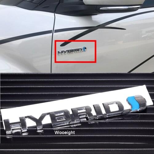 Wooeight 3D Silver Metal HYBRID Car Body Reer Trunk Lid Badge Emblem Sticker Decal Fit For Toyota RAV4 REIZ Prius Yaris Camry
