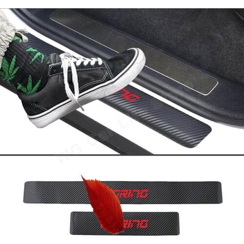 Car Door Sill Scuff Plate Guards Protector For Fiat Fiorino Carbon Fiber Vinyl Stickers Trim Cover