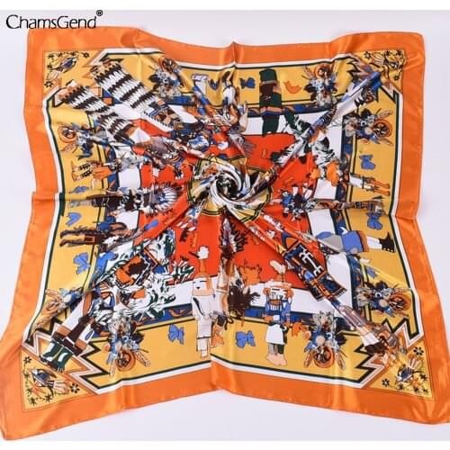 Women Scarf Headband Anime Cartoon Graphic Scarves Silk Square Bandana Female Headscarf Neckerchief Handkerchiefs for hair