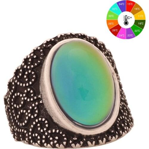 Vintage Bohemia Retro Color Change Mood Ring Emotion Feeling Changeable Ring Temperature Control Ring for Women MJ-RS005