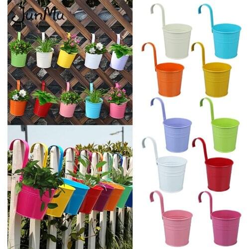 10/2pcs Flower Pot Hanging Metal Bucket Planter Plant Holders Home Decor Balcony Garden Accessories Decoration Outdoor