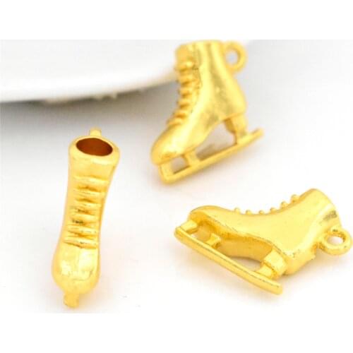10pcs 20x18x6.5m Gold Color Plated Skates Charms Pendant For Making DIY Handmade Jewelry,Jewelry Accessories Wholesale