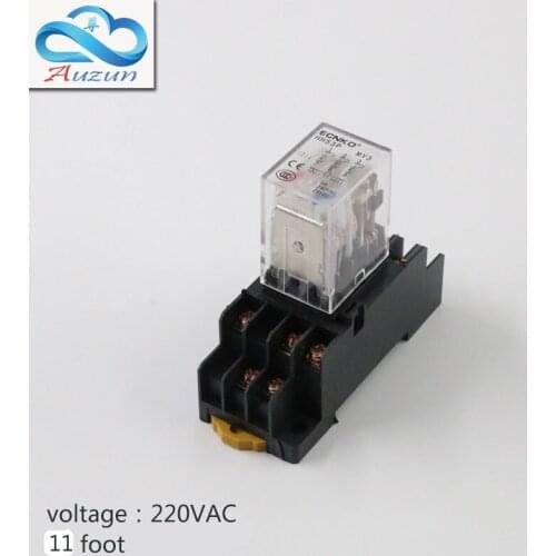 10 pieces hh53P small AC220V relay with intermediate relay lamp base current is 5 a silver contact eleven feet