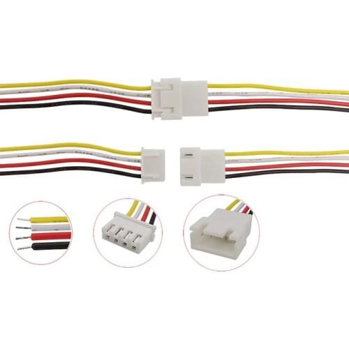 10Pcs/lot JST XH2.54 Pitch 4Pin Male Plug Female Jack 26AWG 20CM 2.54mm Wire Cable Connector