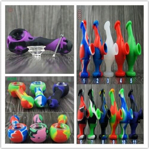 10pc Creative Silicone Smoking hand Pipe Spoon Tobacco water Pipe for smoking Cigarette Tubes Herb Tobacco Household Merchandise