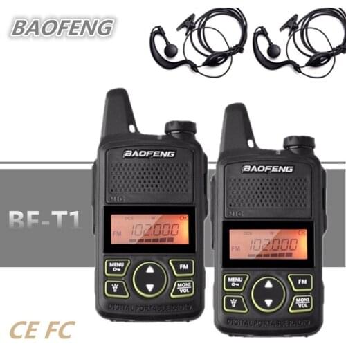 2PCS BAOFENG BF-T1 MINI Kids Talkie Walkie UHF Ham CB Radio Portable Mobile HF Transceiver USB Charger Cable Baofeng t1 WLN
