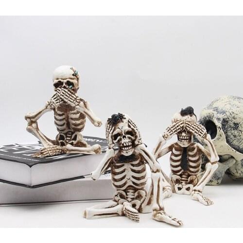 3pcs Scary Skeleton Halloween Decoration Skull Props Figure Outdoor Indoor Haunted House Party Horror Human Body Skull Decor