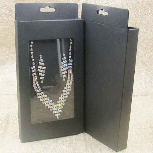 30pcs new per lot 3color white/kraft/ Black Blank Paper window Box For jewelry Paper Packaging With Window With Blister Holder