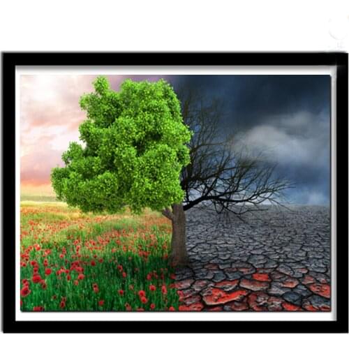 5D Diy Diamond Painting 4 Seasons Colorful Tree Landscape Full Square Round Diamond Embroidery Mosaic Wedding Decorations