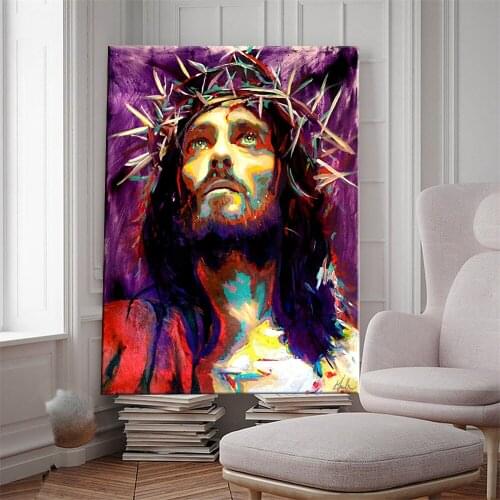 Abstract Jesus Canvas Paintings On The Wall Posters And Prints King Of Kings Graffiti Art Canvas Pictures Home Wall Decoration