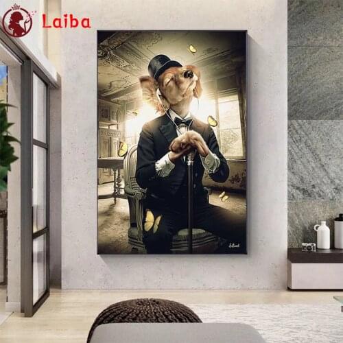 DIY Diamond Painting Animal meditation, dog with headphones Full Square Diamond Embroidery Cross Stitch Mosaic Handmade Gift