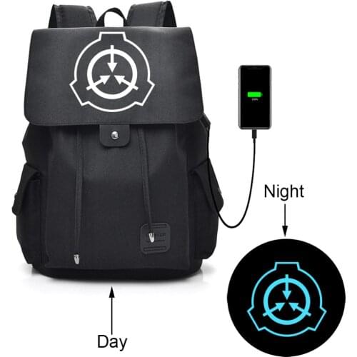 Anime SCP Secure Contain Protect USB Port Backpack Bag Zipper Messenger School Students Book Daypack Large Capacity Boy Travel