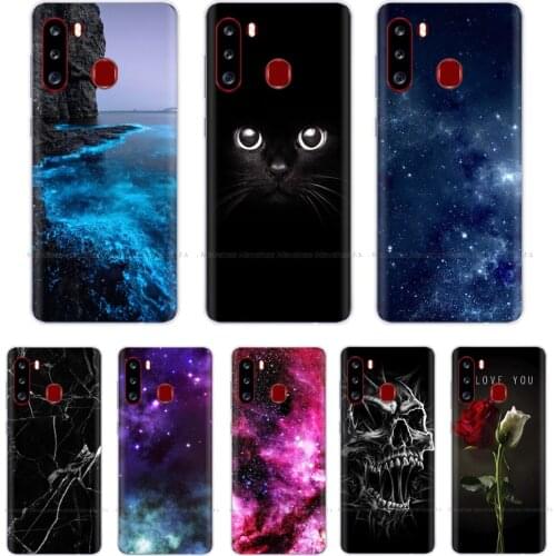 Case For Samsung Galaxy A21 Case A21s Silicon cover for Samsung Galaxy A21S Case 6.5 inch A 21S A21 S Cover flower cat Bumper