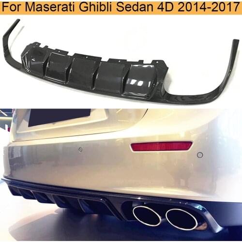 Carbon Fiber Car Rear Bumper Diffuser Lip For Maserati Ghibli Base S Q4 Sedan 4D 2014 - 2017 Rear Bumper Diffuser Lip Spoiler