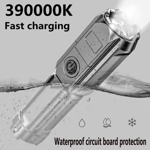 Flashlight strong light rechargeable household durable strong light field super bright long-range zoom portable flashlighty