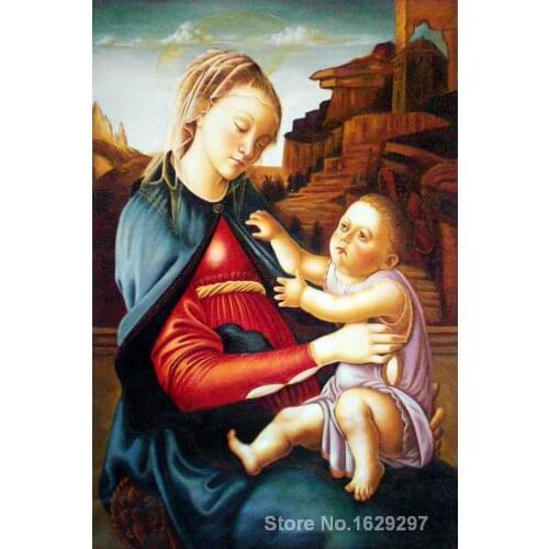 Oil Painting for kids room Madonna and Child by Sandro Botticelli Hand painted High quality