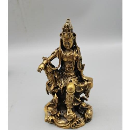 CHINA antique brass fengshui guanyin bodhisattva small Statue Metal crafts home decorations statue