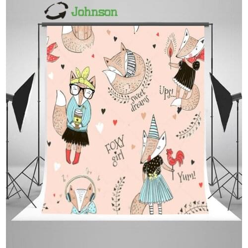 Cute Fox Leaves Pink photo backdrop polyester or Vinyl cloth High quality Computer print wall photo studio background