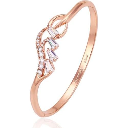 MxGxFam Special Price Rose 585 Gold Color Flowers AAA+ Zircon Bangles and Bracelets for Women 60 mm Fashion Jewelry