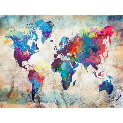 New Watercolor Painting By Numbers For Adults World Map DIY Kits HandPainted On Canvas Picture Drawing Coloring By Number