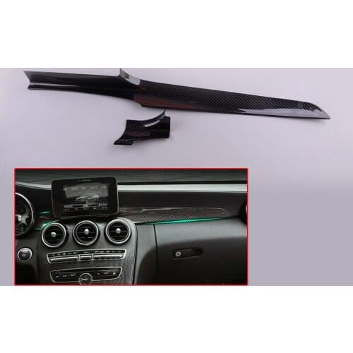 2Pcs Center Console Dashboard Panel Cover Trim ABS Carbon Fiber Texture Fit for Mercedes Benz C Class W205 GLC 2016 2017 2018