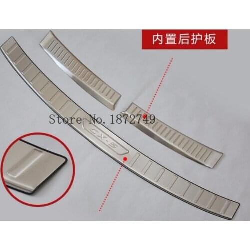 Car Interior Rear Door Sill Protector Trim 3PCS For Mazda CX-5 2017 2018 Trunk Bumper Plate Cover Stainless Steel Accessories