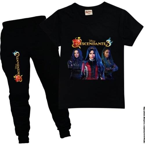 Newest childrens Descendant 3 Girls T-shirt + trouser suit Preston girls shirt hip-hop top girl clothes kids sports suit 2-16Y