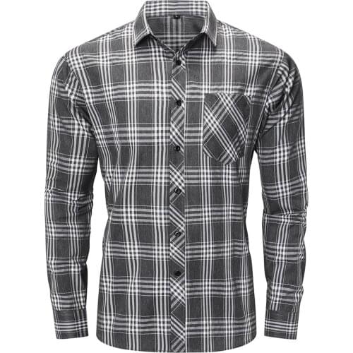 2021 new cotton Long Sleeve Plaid collared Youth Popular social Shirt Korean fashion wear