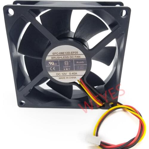 NEW DWPH EFC-08E12D-EF05 DC 12V 0.4A 80x80x25mm 3-wire Server Cooling Fan