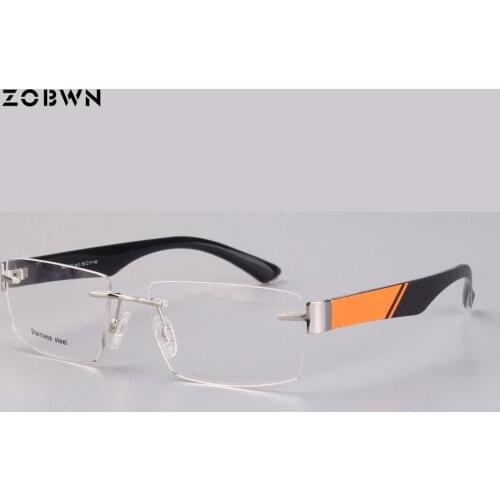 Rimless Glasses Frames Anti Blue from computer Men Women Square Eye Glasses Frames Unisex Optical Print Glasses myopia reading