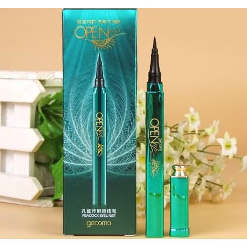 GECOMO Beginner Peacock Eyeliner Liquid Waterproof Easy To Dry Long-lasting Non-halo Dye Makeup Makeup Eyeliner