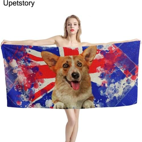 New Adult Microfiber Towel Blue Corgi Dog Print Gym Sport Travel Camping Swimming Bath Beach Towels Speed Drying 75x150cm