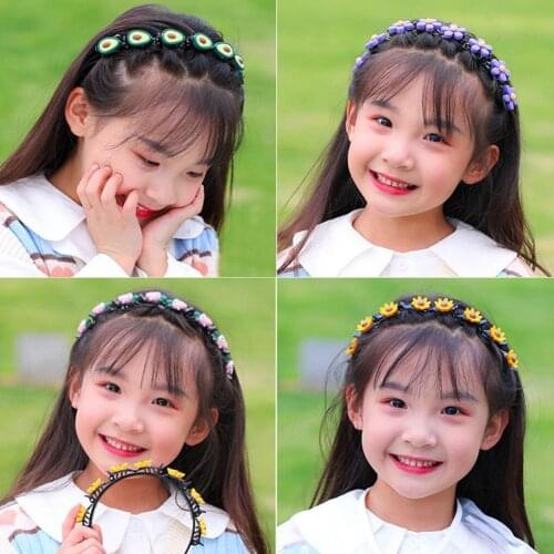 7 Colors Flower Printed Headband for Girls Satin Fabric Covered Hair Band Plastic Multicolor Headpieces Hair Accessories