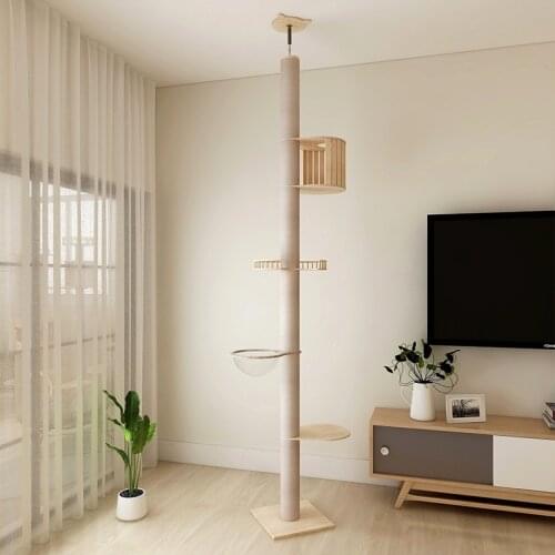 Solid Wood Cat Climbing Frame, Large Space Capsule, Cat Litter, Cat Jumping Platform, Cat Tree, Stable And Durable